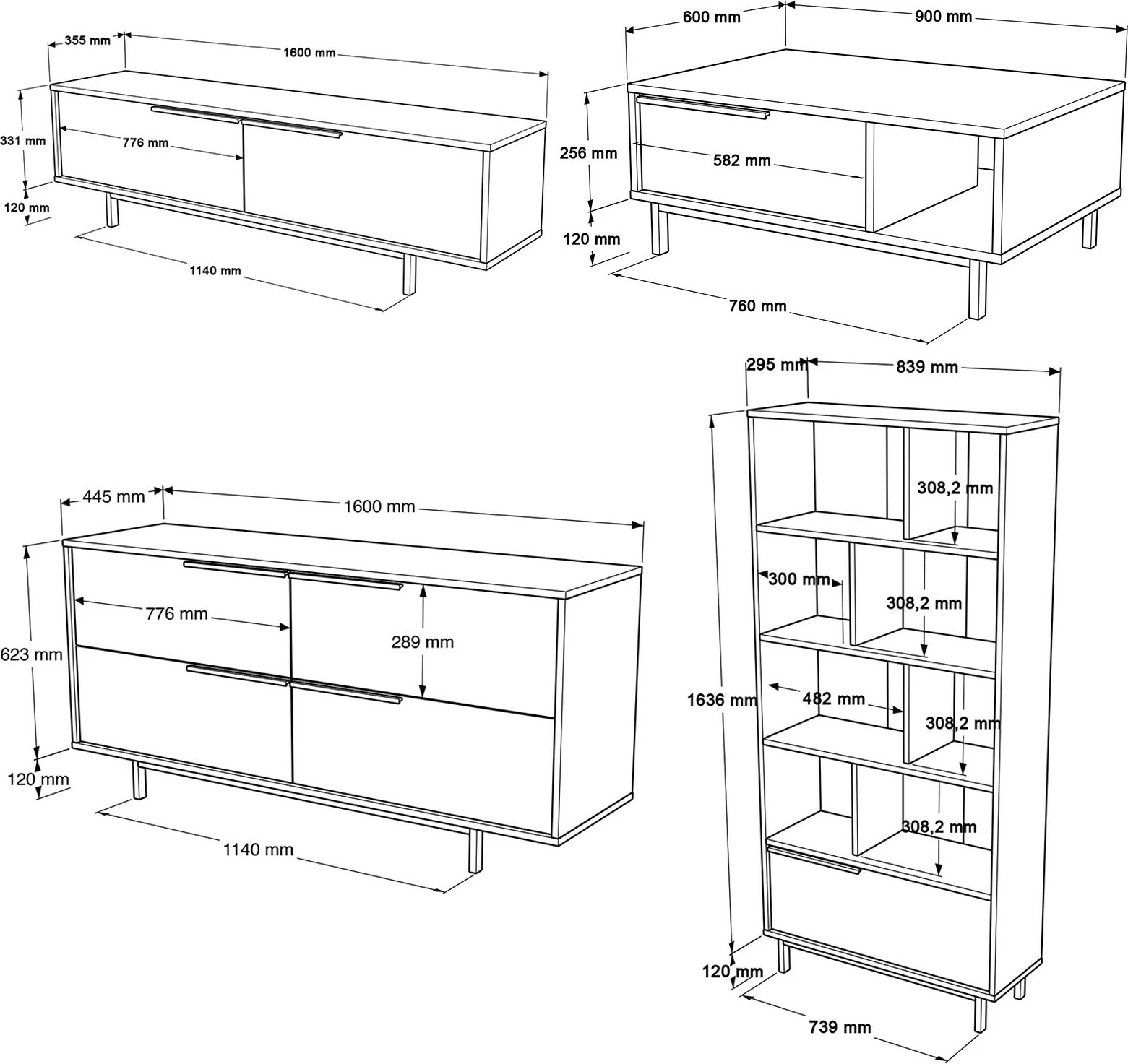 Set mobiljesh për dhomë dite Skye Decor, ON21-S, ngjyrë lisi