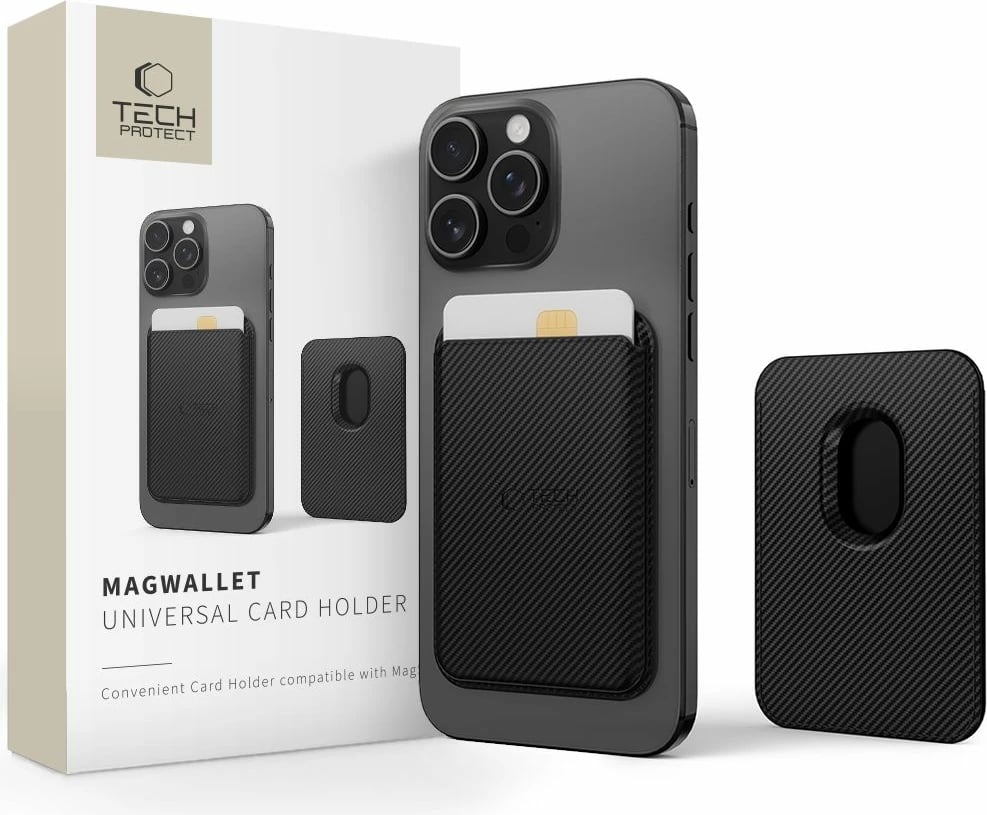 Mbështjellës Tech-Protect MagWallet me MagSafe, për kartela/dokumente, i zi
