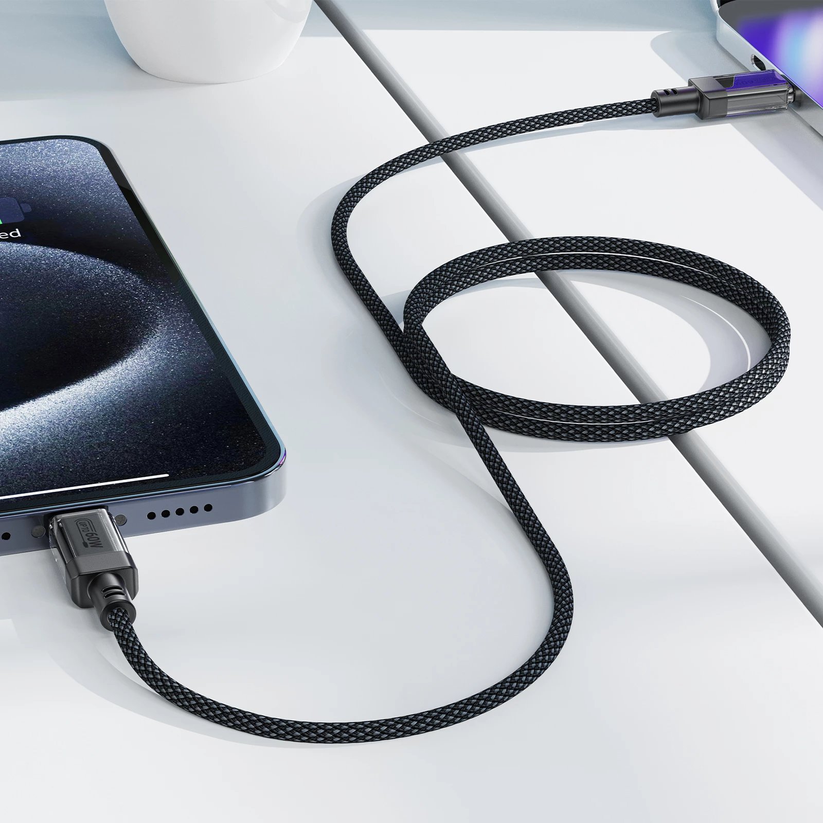 Kabllo USB-C në USB-C Acefast C12-03, 1.2m, 60W, 480Mbps, najlon, e zezë