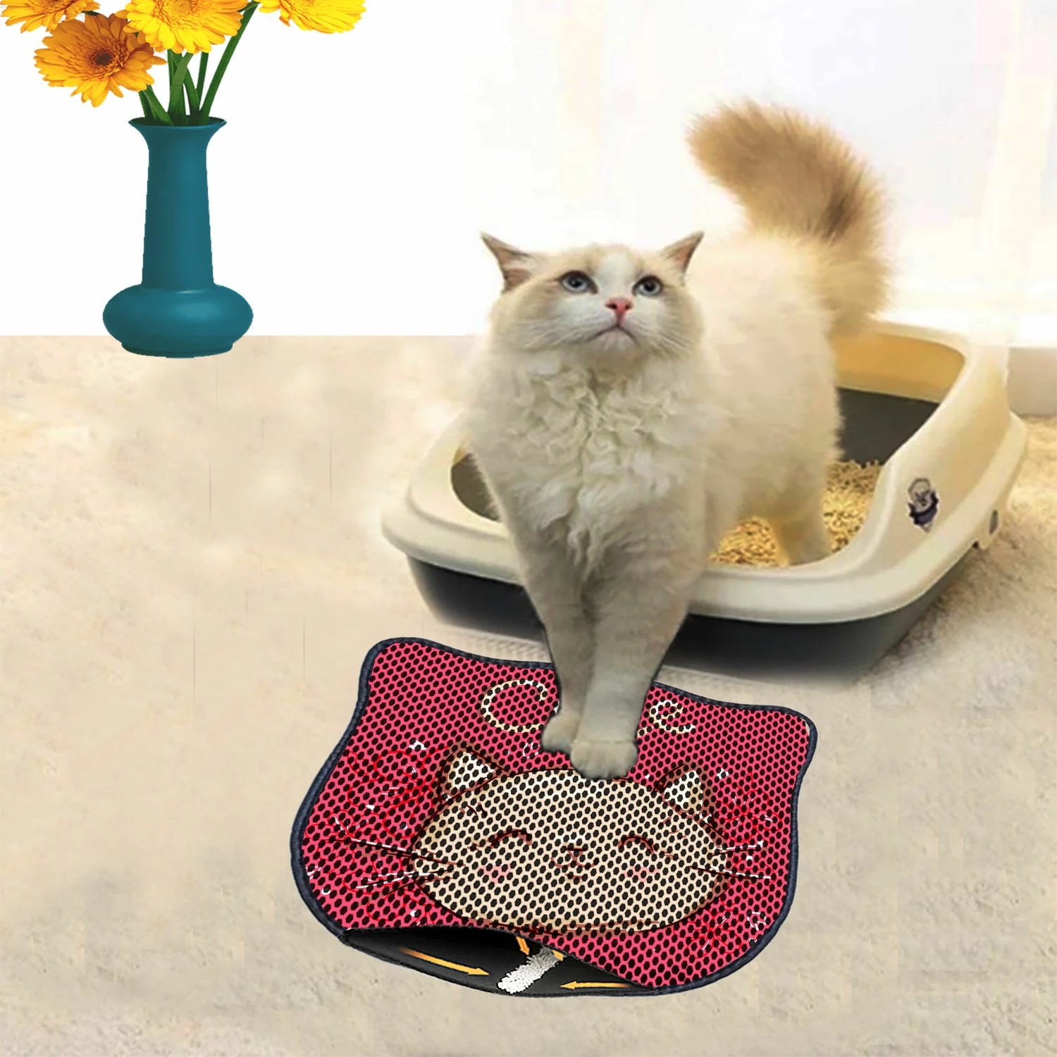 Tapet për rërë maceje, Paws & Whiskers, Kdkafa0180, shumëngjyrësh, 40x50cm