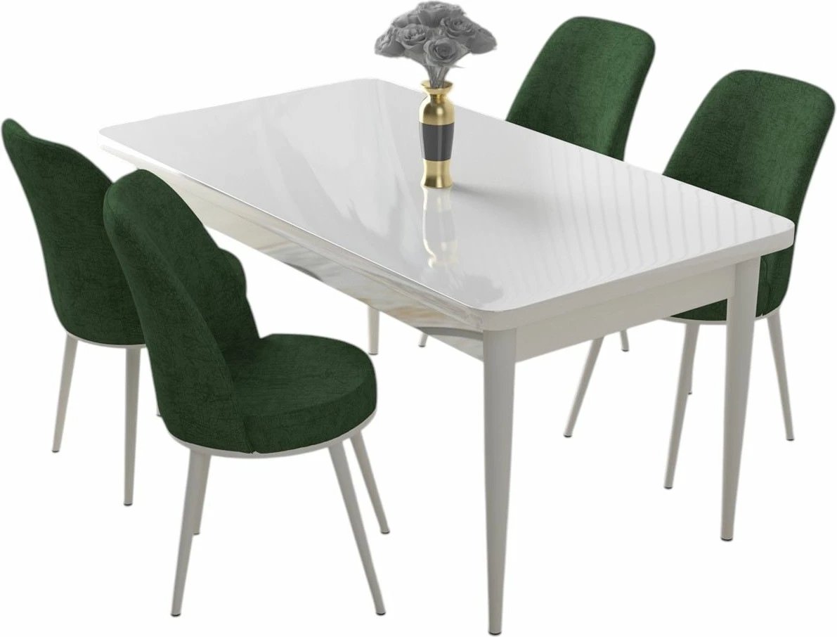 Tavolinë me karrige (5 copë), Skye Decor, e bardhë, kaki