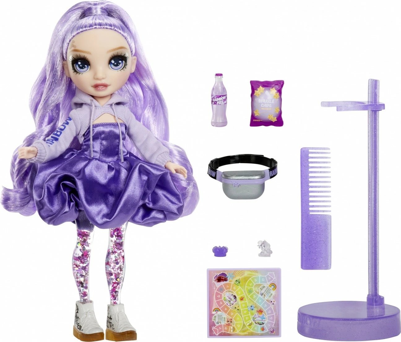 Kukull Rainbow High Sparkle & Shine Viola me aksesorë, 11 inç, vjollcë