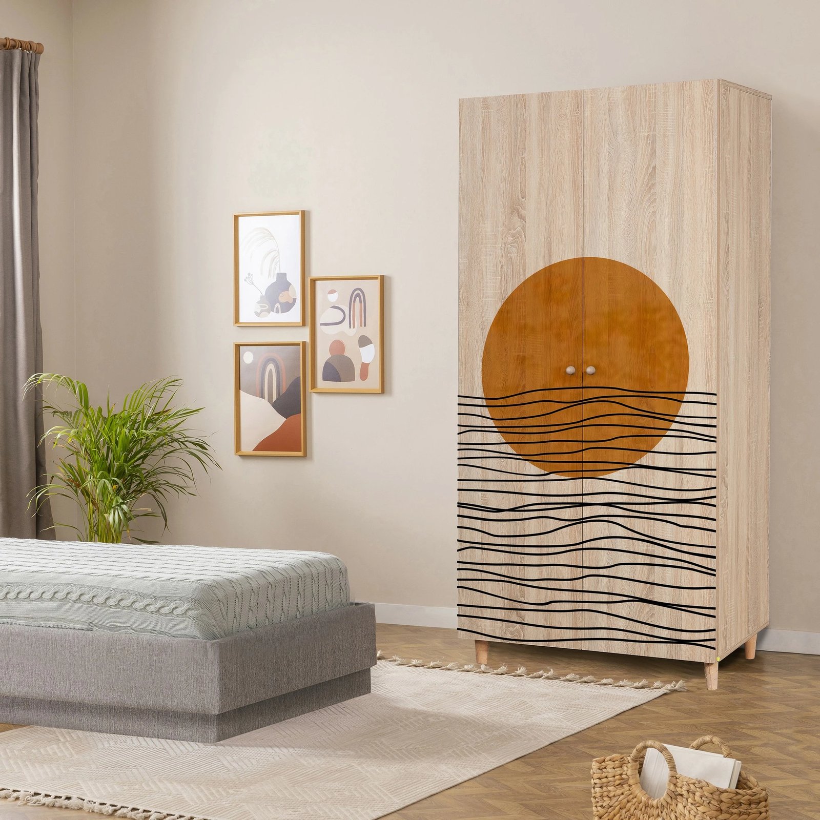 Dollap Hanah Home, Lidya 2, ngjyrë sonomo, 90x192x52cm