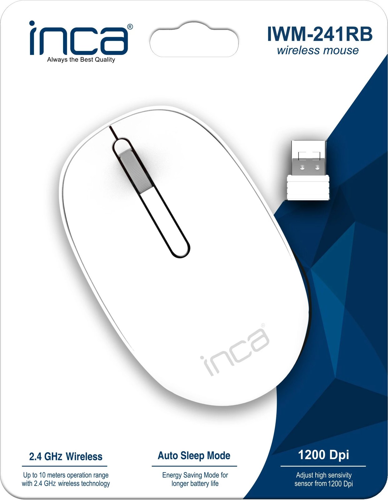 Maus Inca IWM-241RB, wireless, 1200 DPI, Candy Design, i bardhë