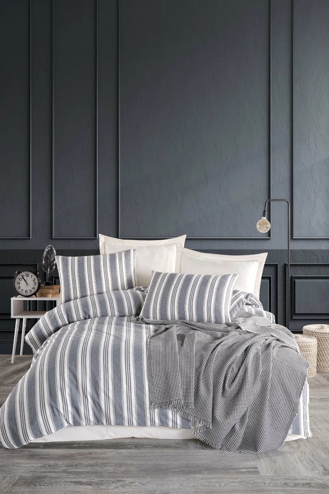 Set mbulesë për jorgan dopio, Soft Line, ngjyrë navy