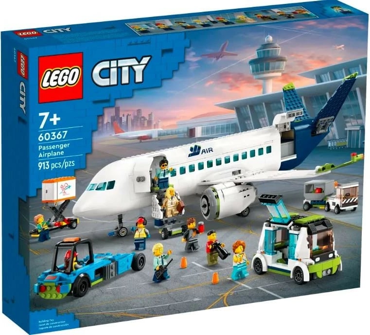 Set blloqe LEGO City 60367 Passenger Airplane, 913 pjesë, i bardhë/blu