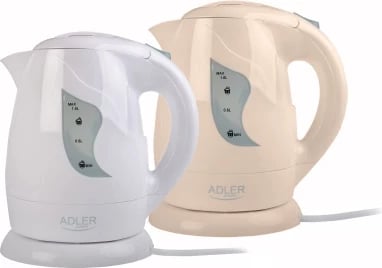 Zierës uji elektrik, Adler, AD 08, 1.0 L, 850 W, plastikë, bazë 360°, e bardhë