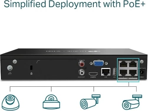 Regjistrues rrjeti TP-Link VIGI NVR1004H-4P, 4 kanale, PoE+