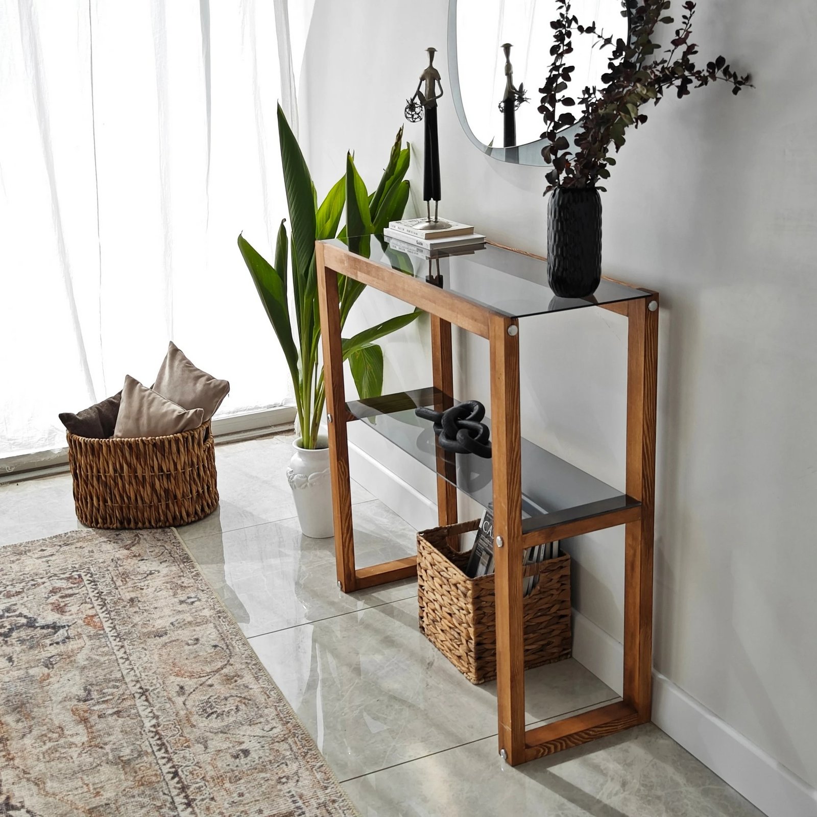 Komodë druri Skye Decor, ngjyrë arre, Via