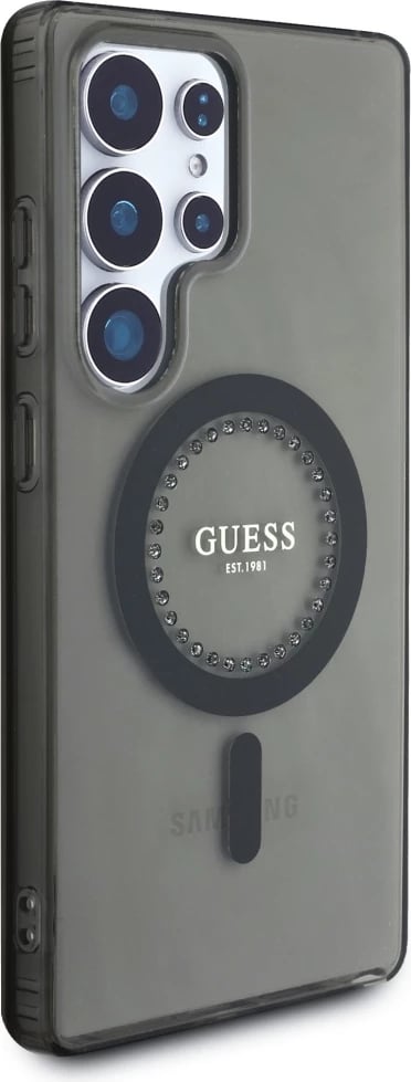 Mbështjellës Guess për Samsung Galaxy S25 Ultra, MagSafe, i zi, me rhinestones