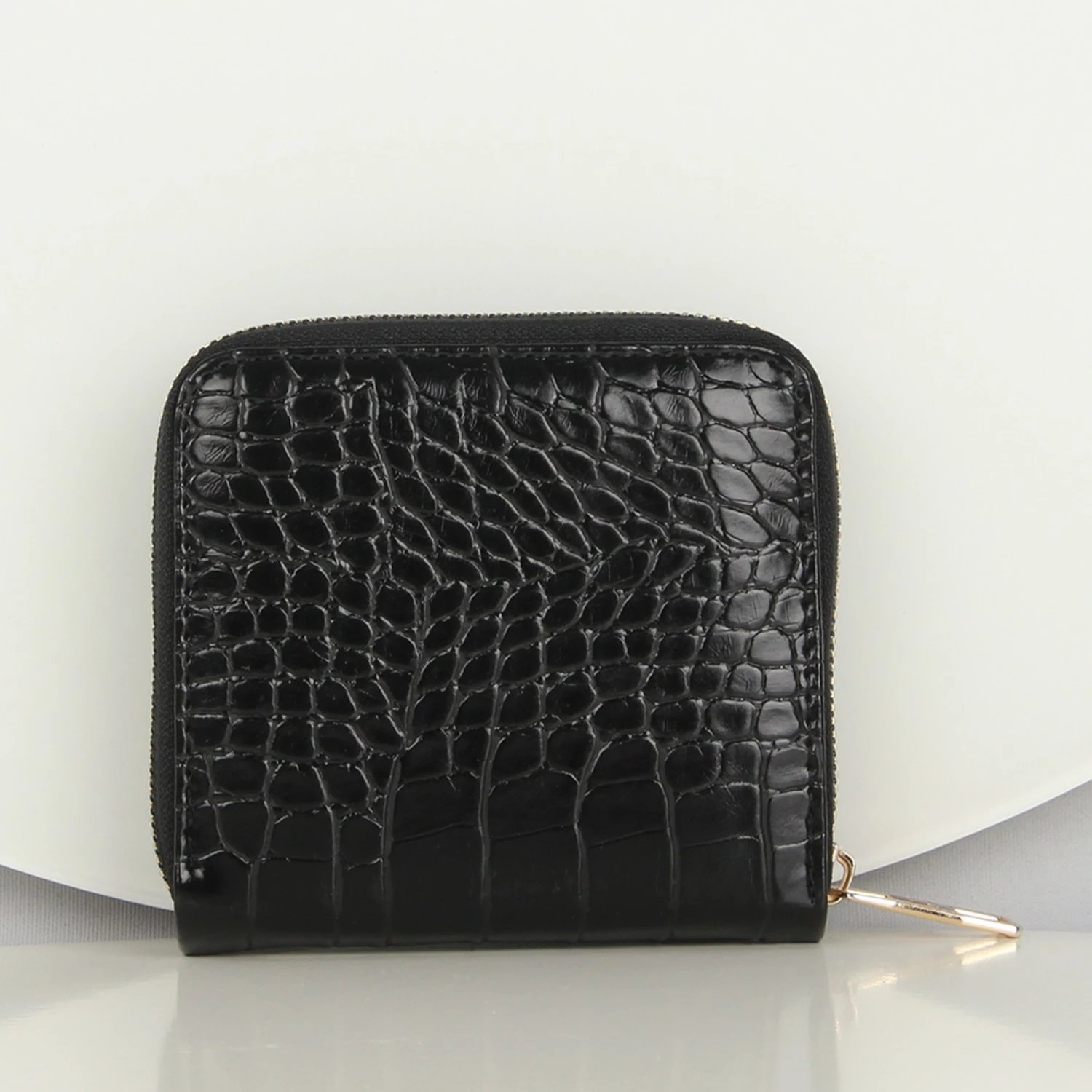Portofol prej lëkure, ngjyrë e zezë, Zoozie Bags, 11.5x10.5cm