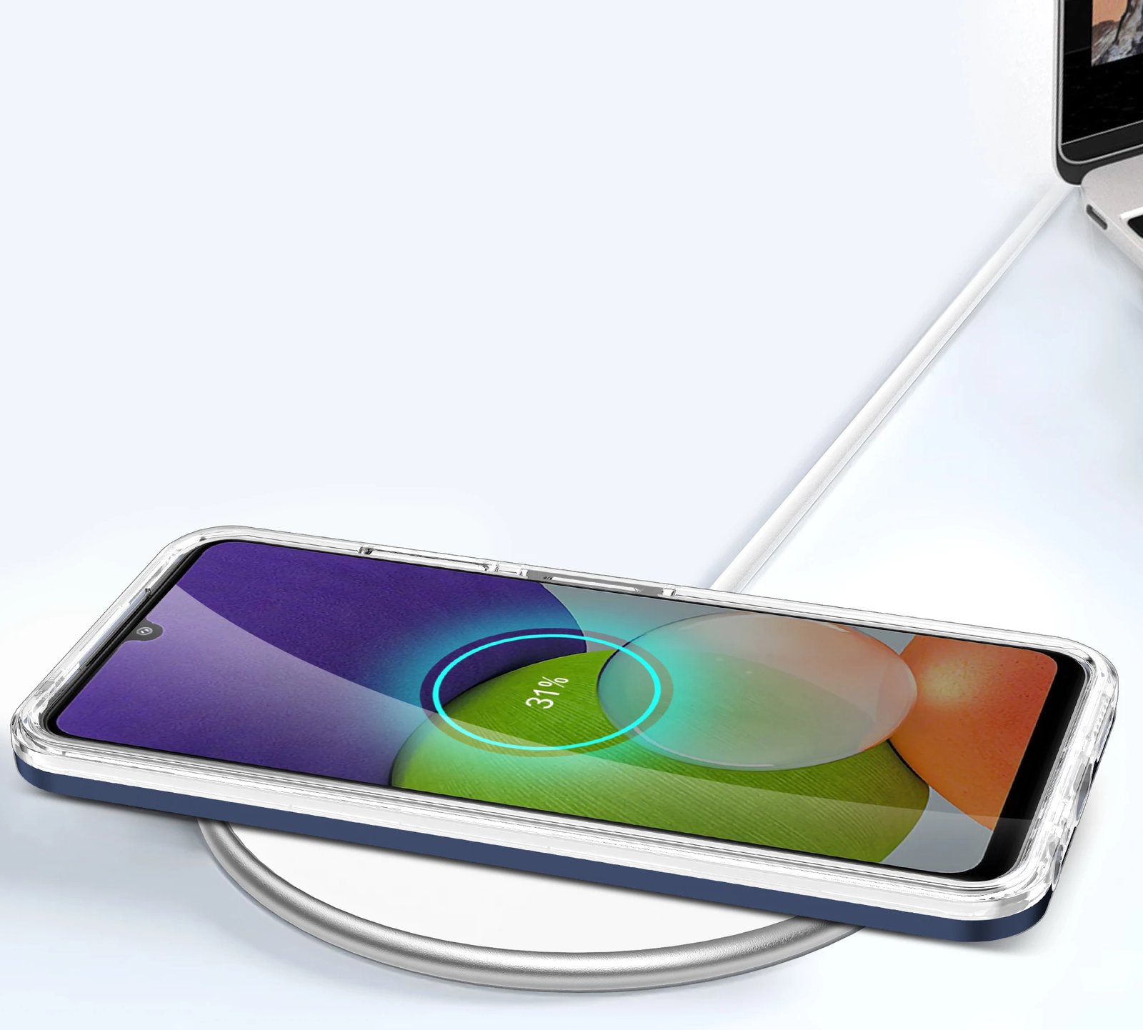 Mbështjellës Hurtel Hybrid Armor Clear 3 in 1 për Samsung Galaxy A22 5G, Blu/Transparent