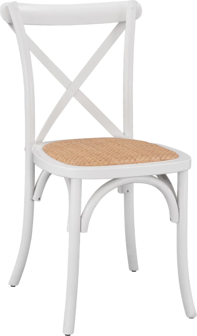 Karrige druri Owen e grumbullueshme nga druri i ahut, ngjyrë e bardhë, me shpinë të kryqëzuar, FH8575.14, 48x53x90 cm