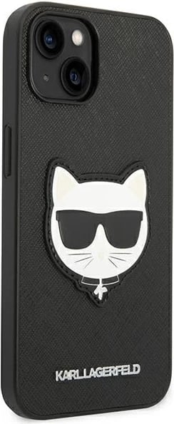 Mbështjellës Karl Lagerfeld KLHCP14MSAPCHK për iPhone 14 Plus 6.7", Saffiano Choupette Head Patch, i zi
