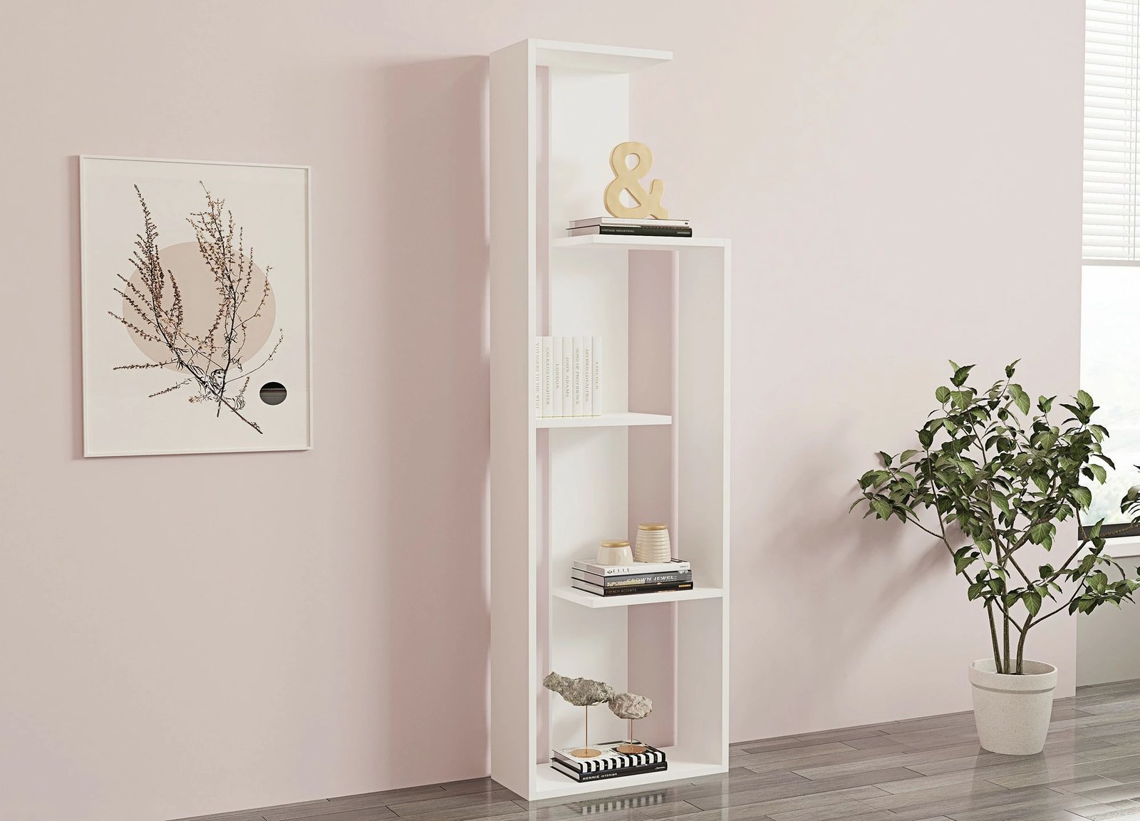 Raft librash Hanah Home, Wand, i bardhë