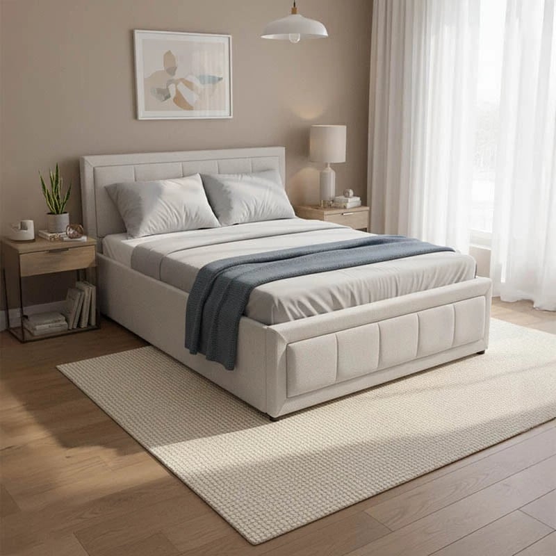 Krevat Huga me hapësirë për depo, material gri, 120x200cm