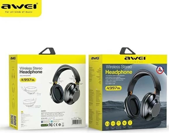 Kufje Bluetooth over-ear AWEI A997BL, Stereo, Mikrofon, Zezë