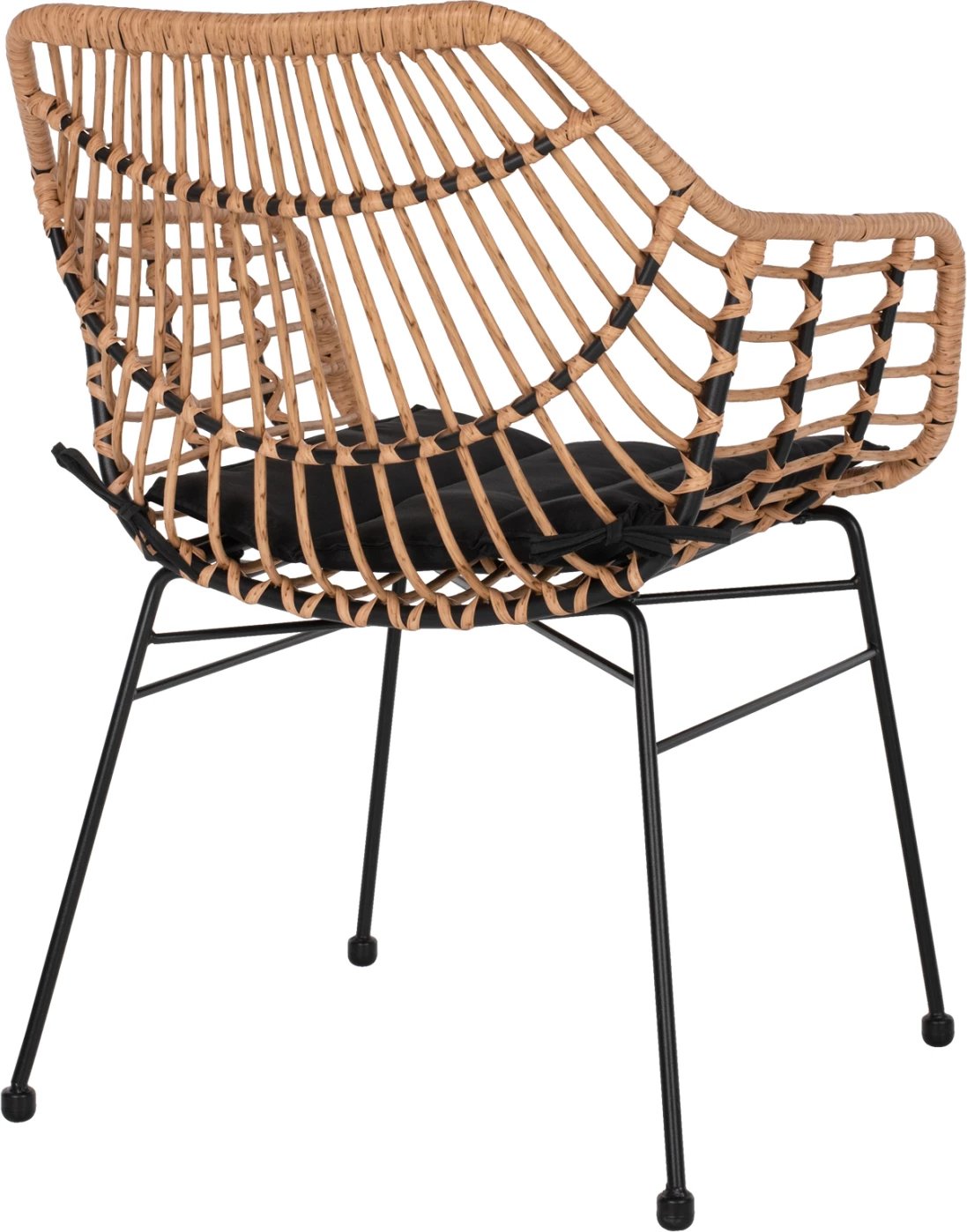 Karrige profesionale, metal i zi, rattan bezhë & jastëk, FH5864.01, 58.5x60.5x80 cm