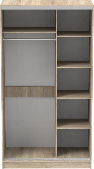 Dollap me dy dyer rrëshqitëse, pasqyrë, ngjyrë sonoma, 120x60x220cm