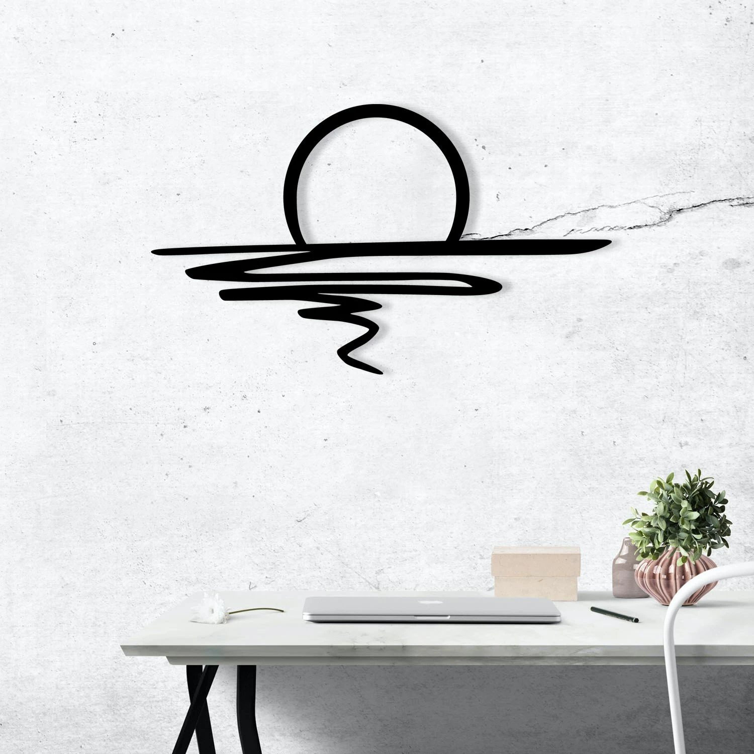 Aksesor dekorativ metalik për mur, Wallity, Sparkle, ngjyrë e zezë, 70x41cm