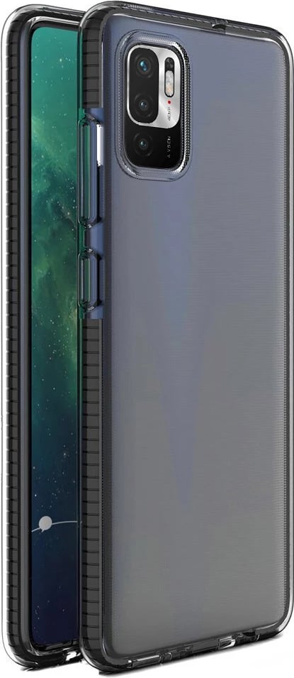 Mbështjellës Hurtel Spring Case për Xiaomi Redmi Note 10 5G / Poco M3 Pro, TPU, i tejdukshëm me kornizë të zezë