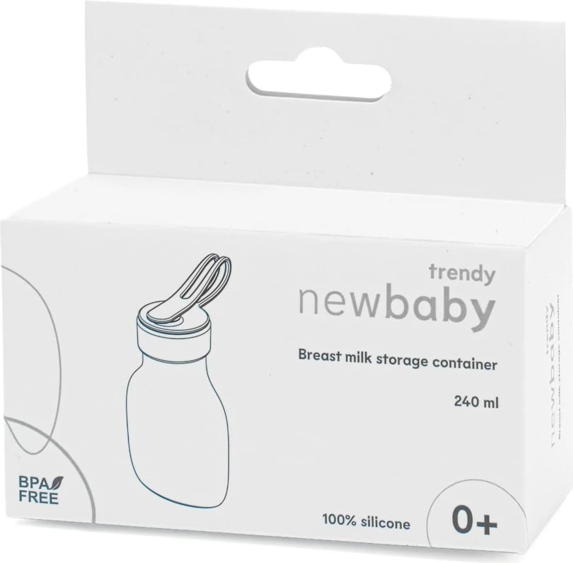 enë ruajtje qumështi gjiri silikoni, New Baby Trendy, 240 ml, blu