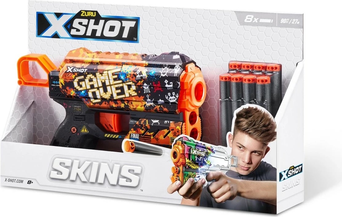 Blaster lodër ZURU X-Shot Skins Flux, 8 shigjeta, shumëngjyrësh