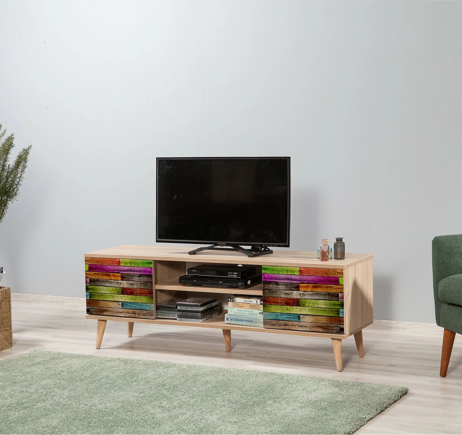 Komodë TV Truva, ngjyrë lisi Sonoma, 140x50x40cm