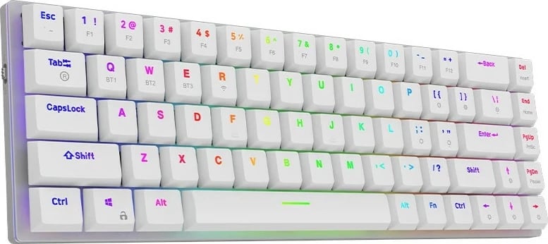 Tastierë mekanike Aqirys Agena, 65%, 68 taste, Gateron Red, RGB, wireless & me kabllo, e bardhë