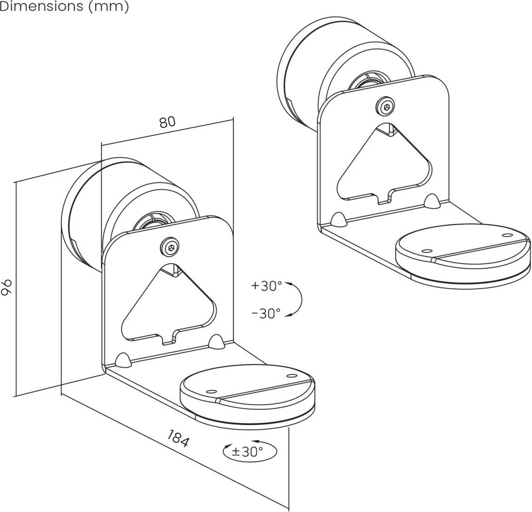 Mbajtëse muri për altoparlantë Maclean MC-495, për Sonos ERA 100 & 300, 2 copë, e zezë