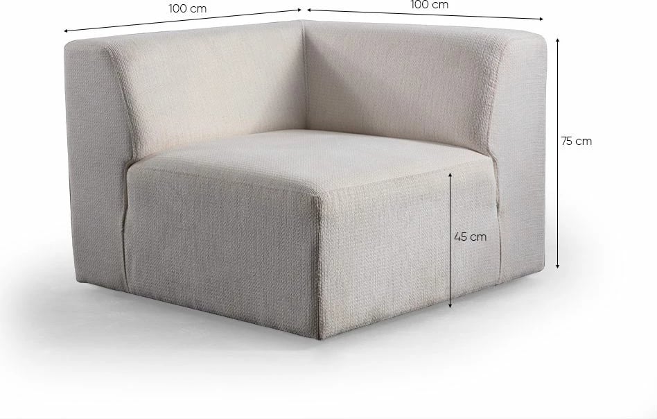 Kënd-sofë Melva, e bardhë, Atelier del Sofa (L1,5 + O1 + C + O2 + Chl Djathtas + Stol)