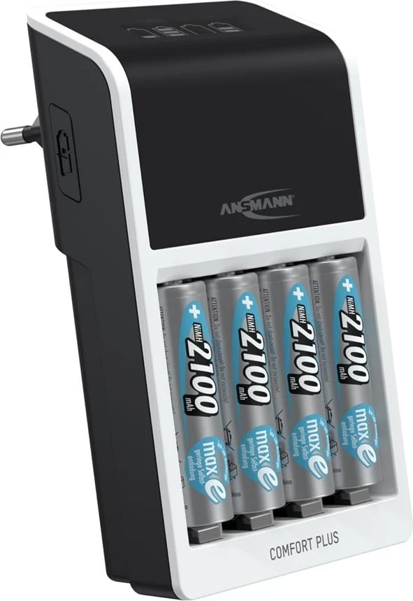 Karikues baterish ANSMANN Comfort Plus me 4 bateri AA 2100 mAh, i zi