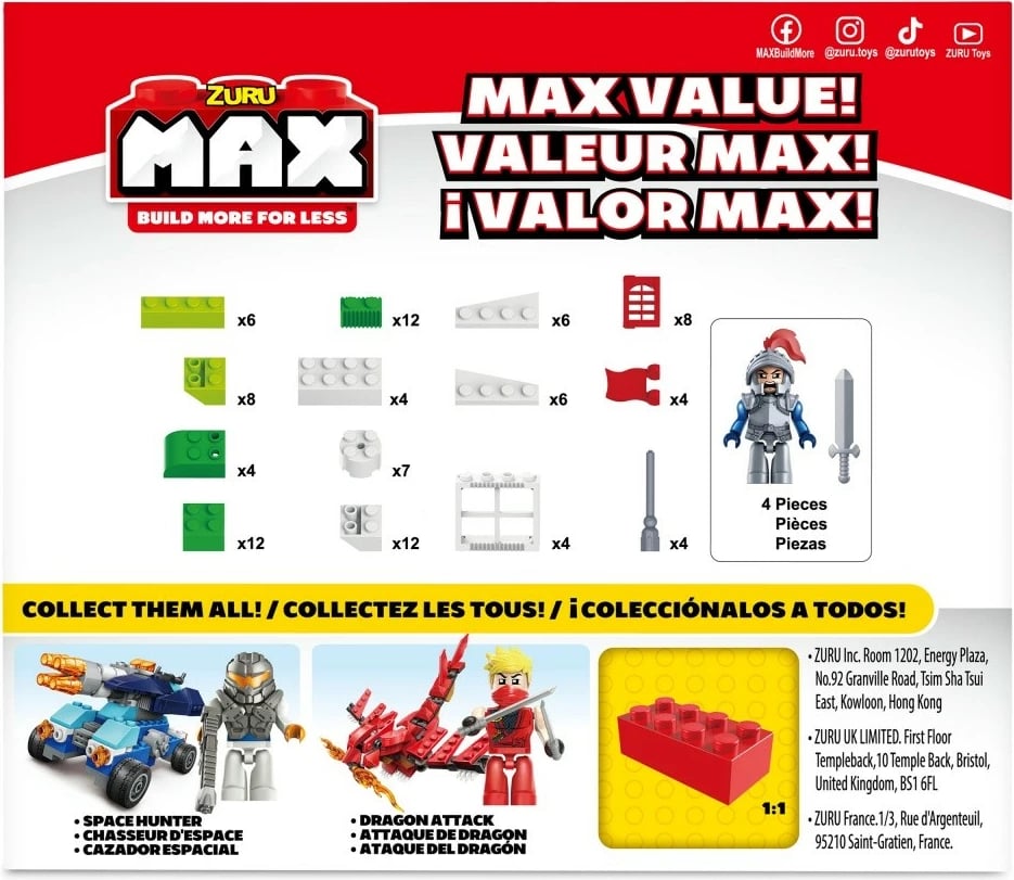Set blloqe ndërtimi ZURU Max Build More, 100+ pjesë, me figurë, plastikë