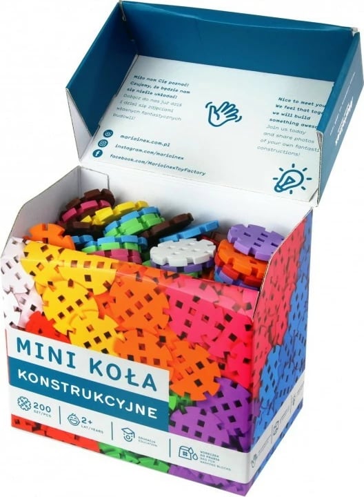 Set blloqe ndërtimi Marioinex Mini Waffle, 200 copë, shumëngjyrëshe
