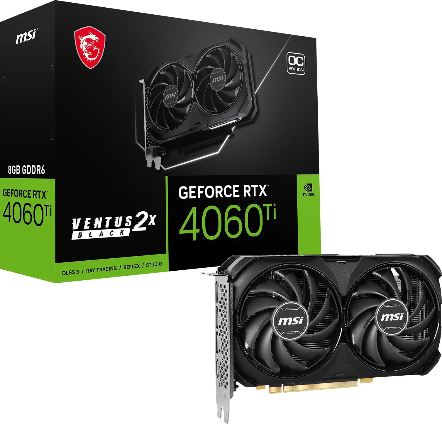 Kartelë grafike MSI GeForce RTX 4060 Ti 8GB Ventus 2X OC, e zezë