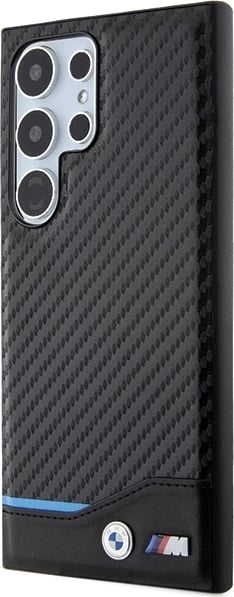 Mbështjellës BMW Leather Carbon për Samsung Galaxy S24 Ultra S928, i zi