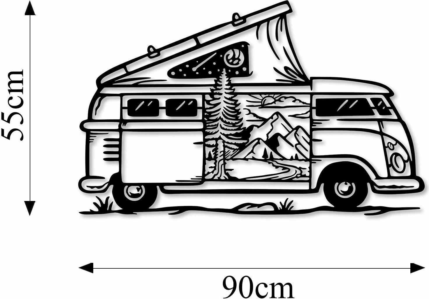Aksesor dekorativ metalik për mur Wallity, karavan