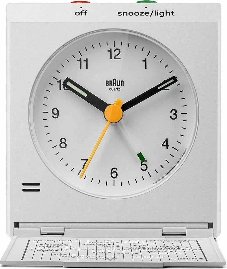 Orë alarmi Braun BC 05 W, quartz, dritë, snooze, e bardhë