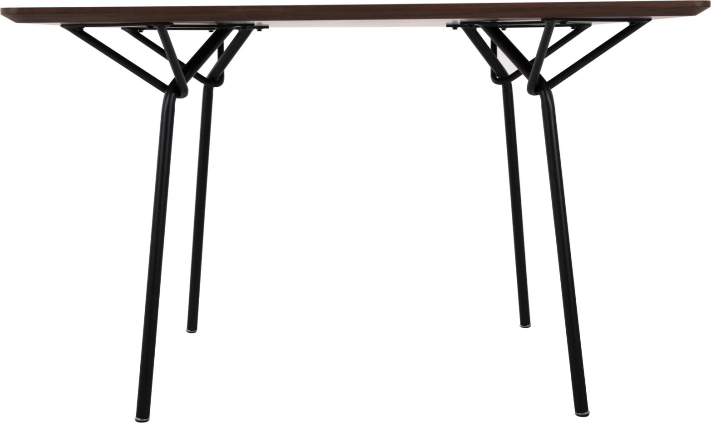 Tavolinë katrore për ngrënie TRENK, MDF me furnir lisi në ngjyrë arre, këmbë metalike të zeza, 120x120x75H cm