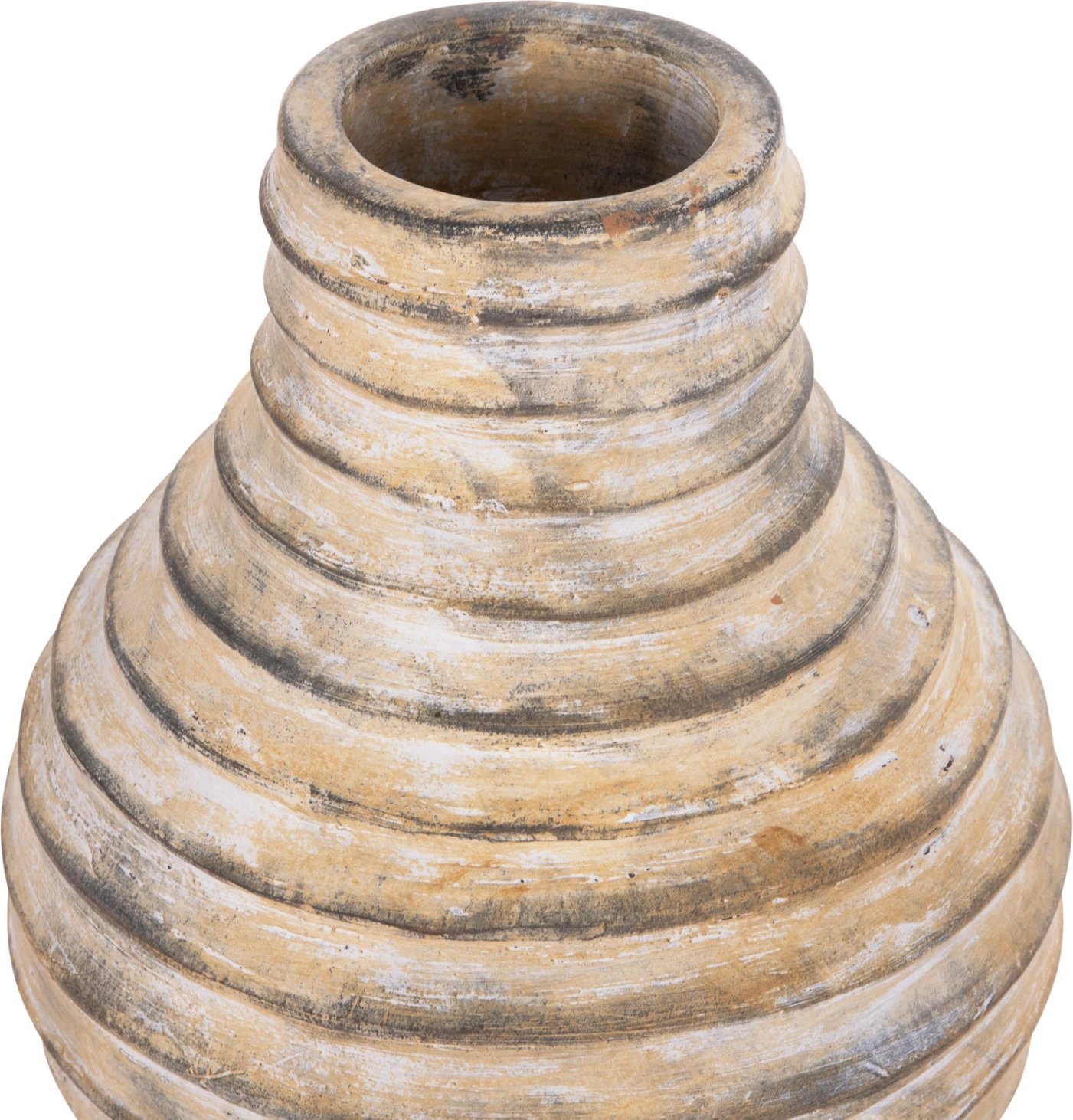 Vazo dekorative tavoline, terrakotë, ngjyrë bezhë e furçuar, VERMO FH4401, 27x30cm