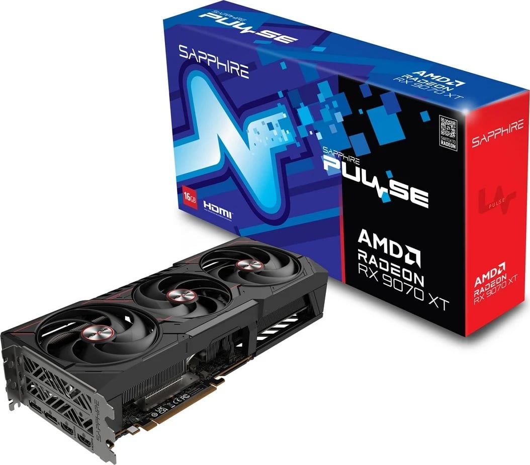 Kartelë grafike Sapphire PULSE Radeon RX 9070 XT, 16 GB GDDR6, e zezë