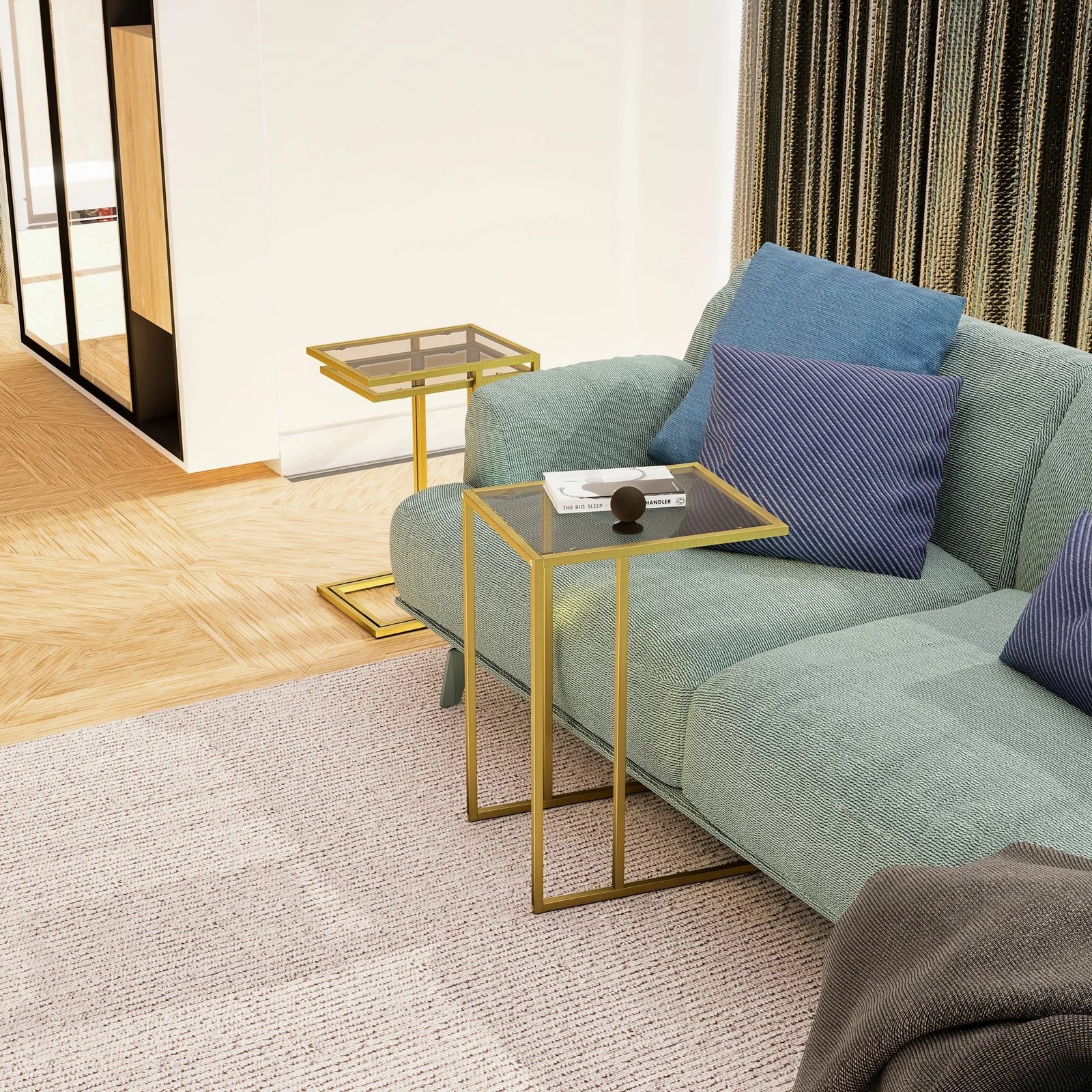 Set tavolinash të vendosshme (3 copë), Hanah Home, Ibiza C, ngjyrë ari, fume