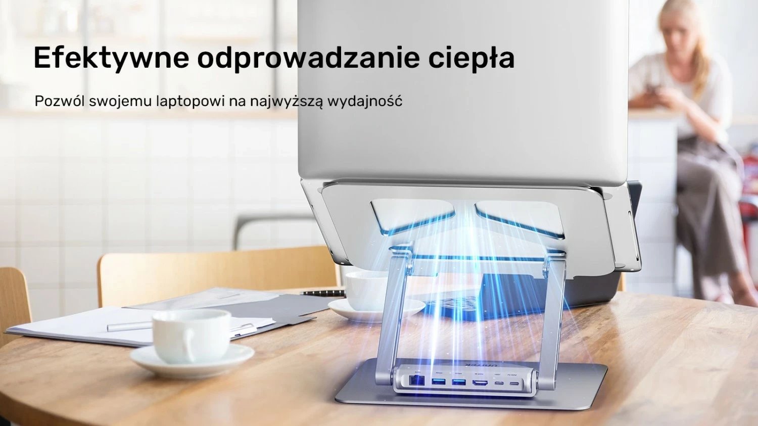 Podstavek për laptop Unitek USB-C HDMI 4K PD 100W, ngjyrë argjendi