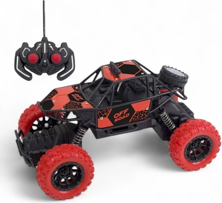 Makinë RC buggy off-road, Alba Moli Turbo Challenge 093733, shkallë 1:18, 2.4 GHz, shpejtësi 8 km/h, rreze 20 m, bateri 3.7V e rikarikueshme, e zezë e kuqe, set me telekomandë + bateri + karikues USB