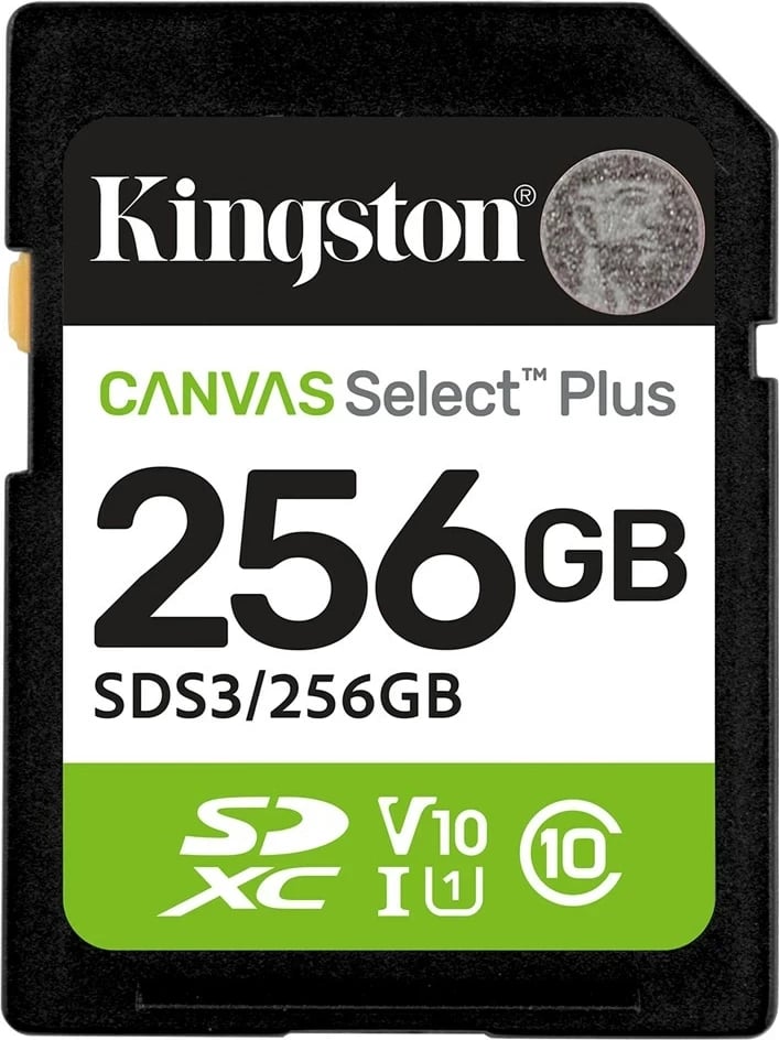 Kartë memorie Kingston Canvas Select Plus Gen3 256GB SDXC, 150MB/s, e bardhë