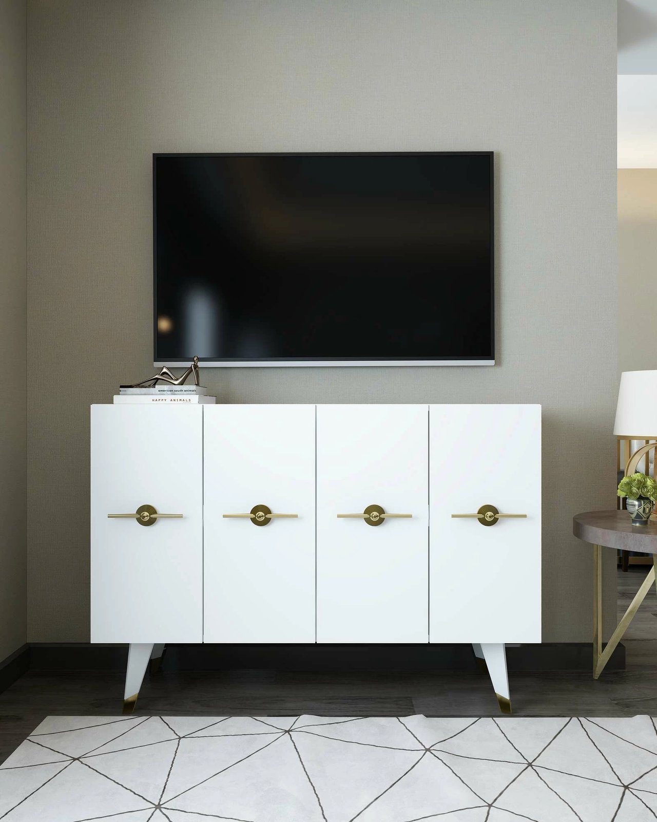 Konsolë Skye Decor, e bardhë, e artë, 8169KM-32