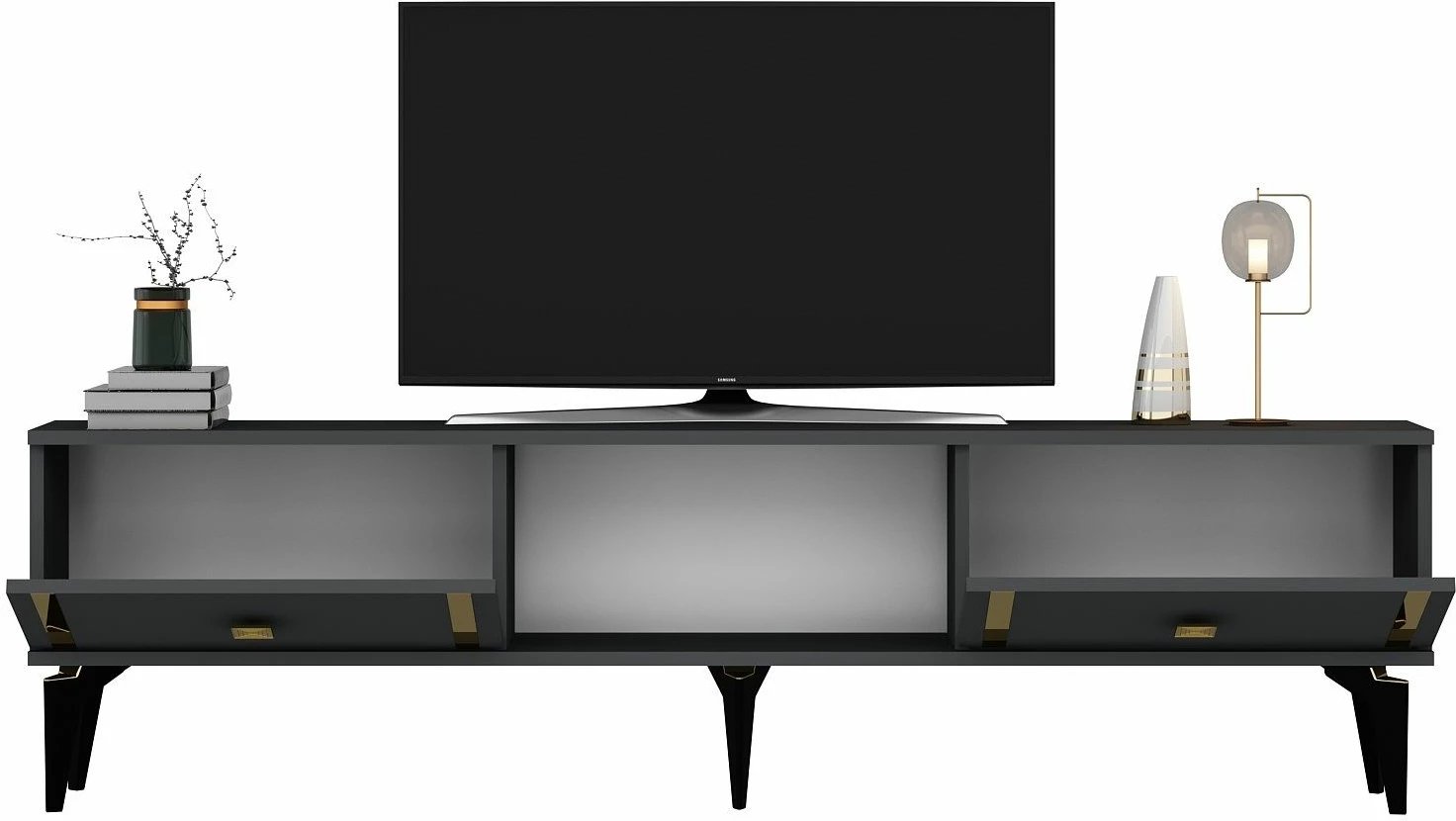 Komodë televizori, ngjyrë antracit dhe ari, Skye Decor, Doruk