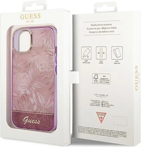 Mbështjellës Guess Jungle Collection për iPhone 14 Plus 6.7", rozë, hardcase