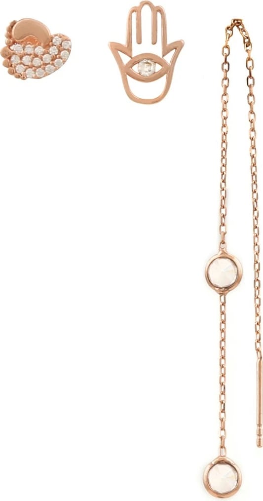 Vathë argjendi ngjyrë rozë gold Jumeon, 11646ROS, set prej 3 copësh