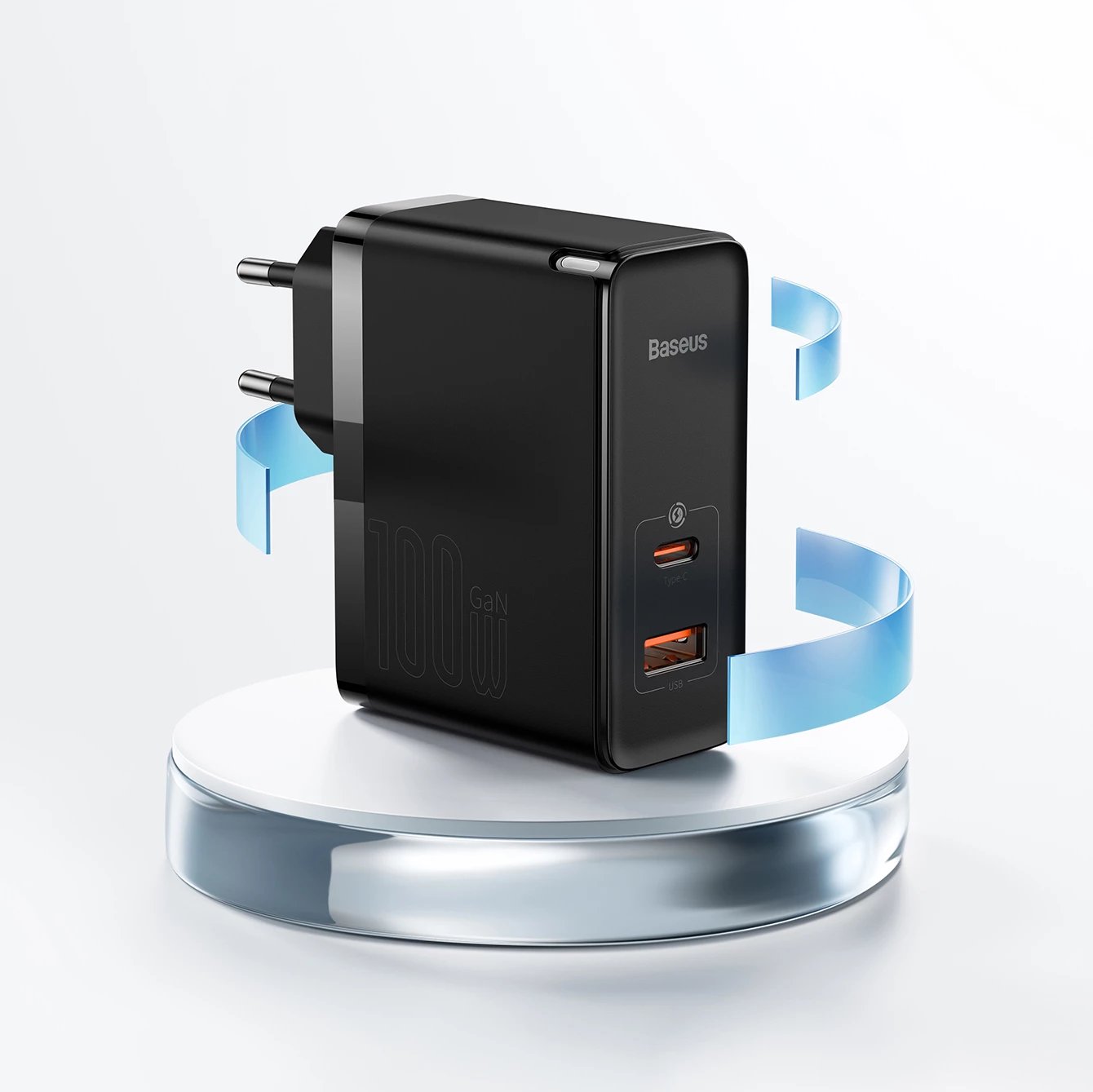 Karikues muri Baseus GaN5 Pro, 100W, 2 porta (USB-C/USB-A), i zi